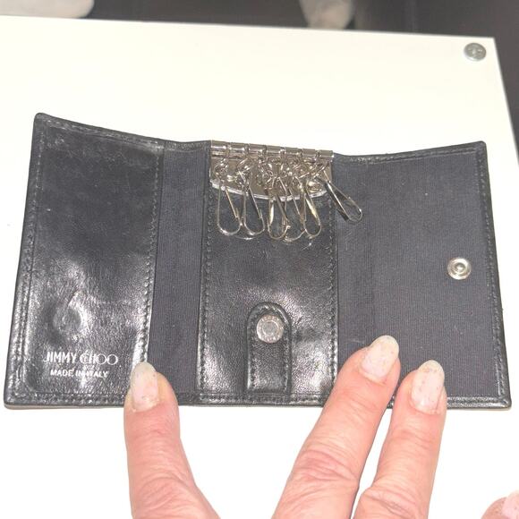Jimmy Choo Black Leather “Stars” Wallet and Key Holder Set - Picture 5 of 6